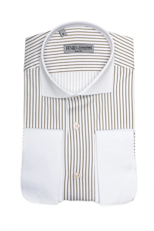 Braunes Slim Fit Gestreiftes Hemd