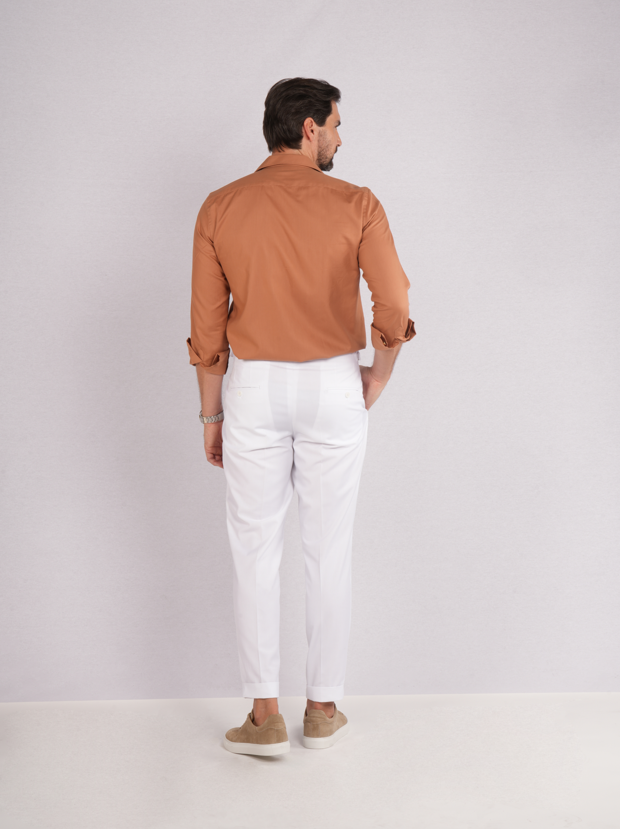 Orange Baumwoll-Safari-Hemd