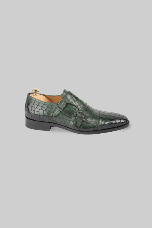 Grüner Leder Double Monk Strap