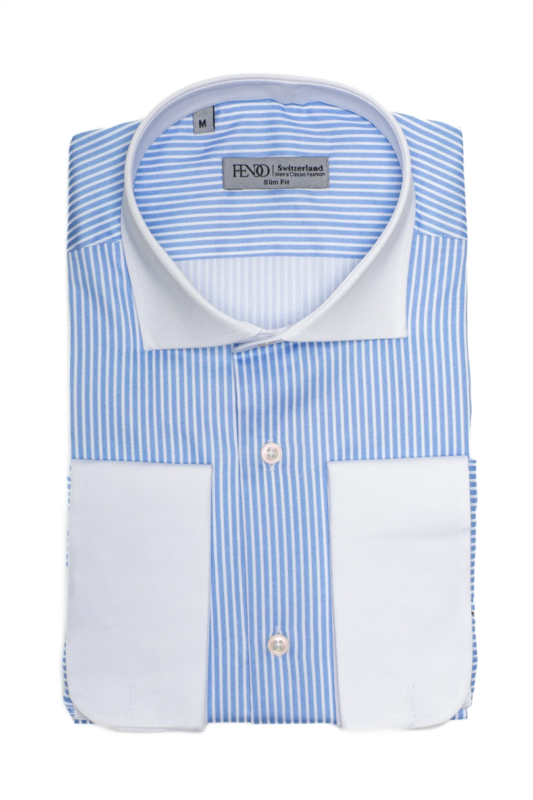 Light Blue Slim Fit Striped Shirt
