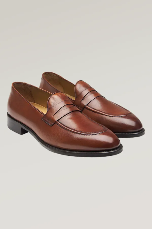Hellbrauner Pennyloafer aus Leder