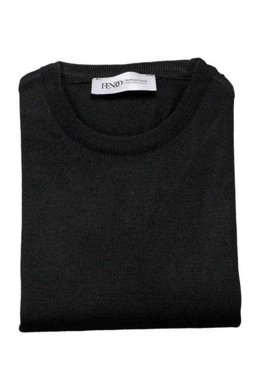 Klassischer Pullover mit Rundhalsausschnitt Schwarz