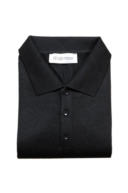 Schwarzer Polopullover aus wolle