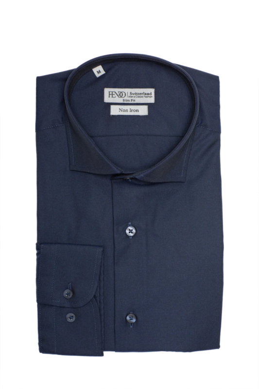 Dunkelblaues Modern Fit Hemd