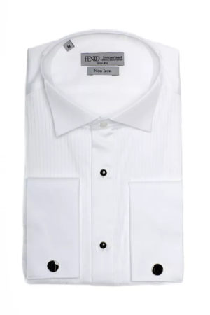 Weißes Slim Fit Plissee-Smoking-Hemd
