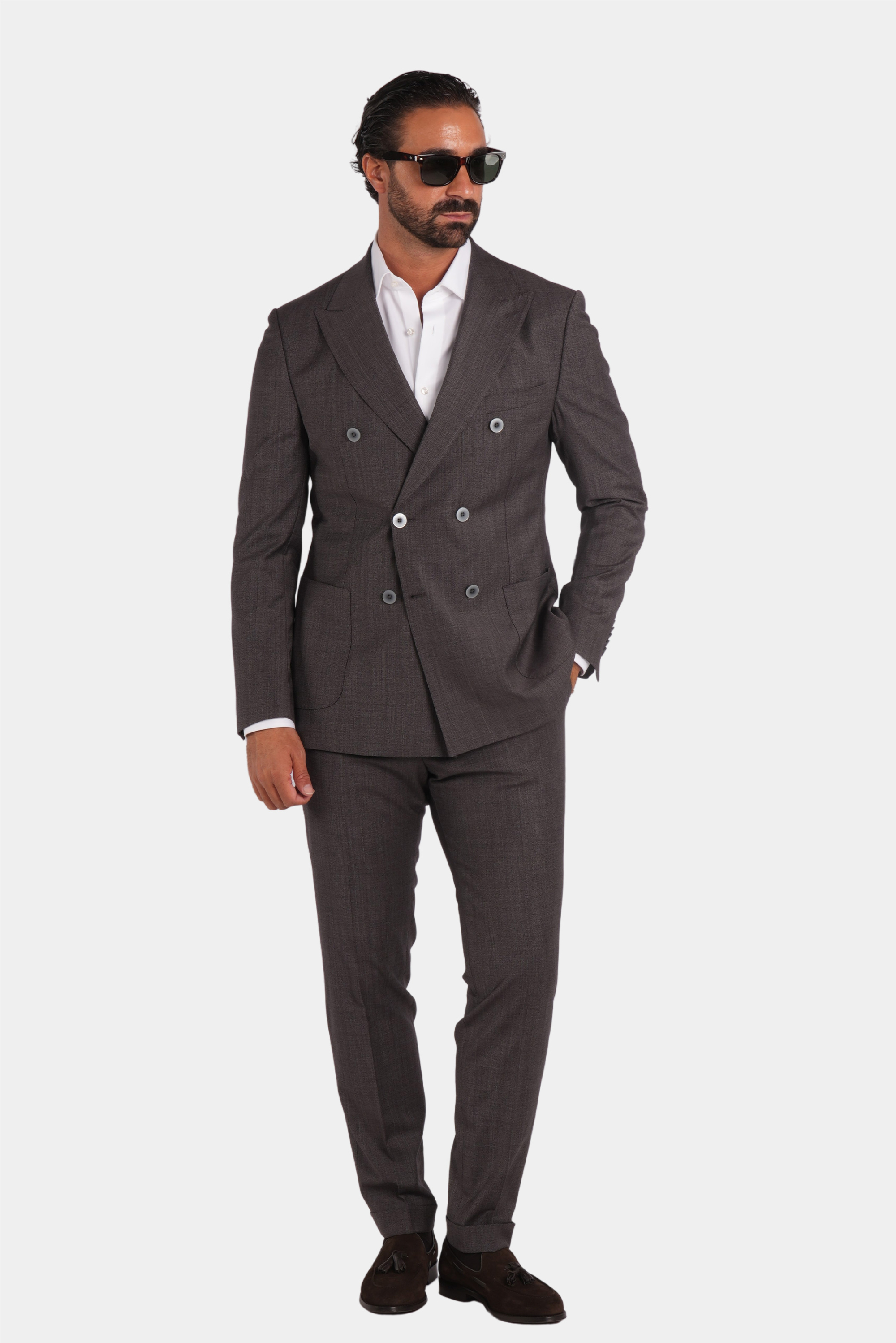 Brauner Zweiteiler-Anzug aus Wolle mit Tailored Fit
