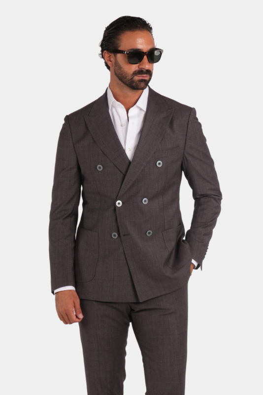 Brauner Zweiteiler-Anzug aus Wolle mit Tailored Fit