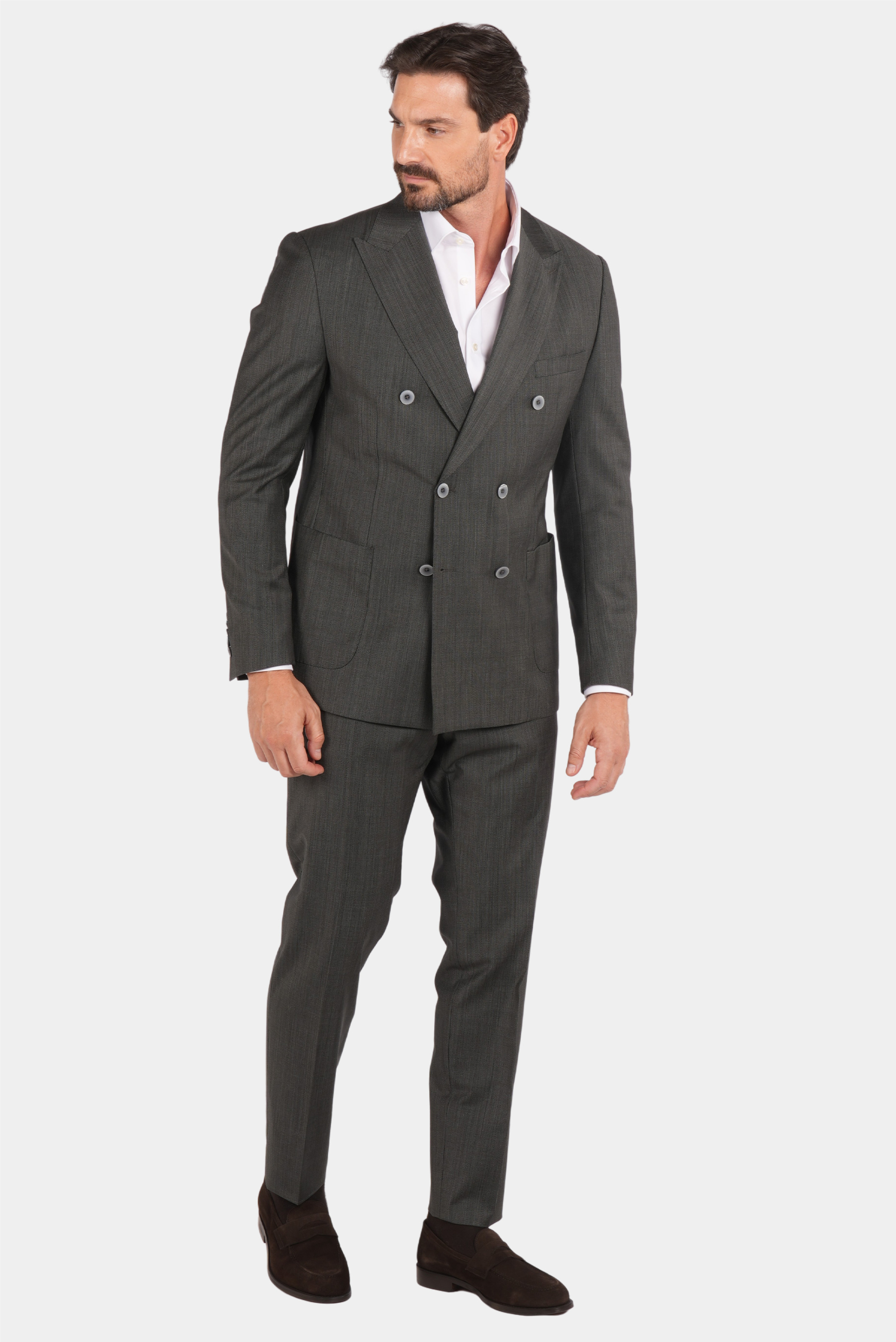 Dunkelgrüner Zweiteiliger Woll-Anzug mit Tailored Fit