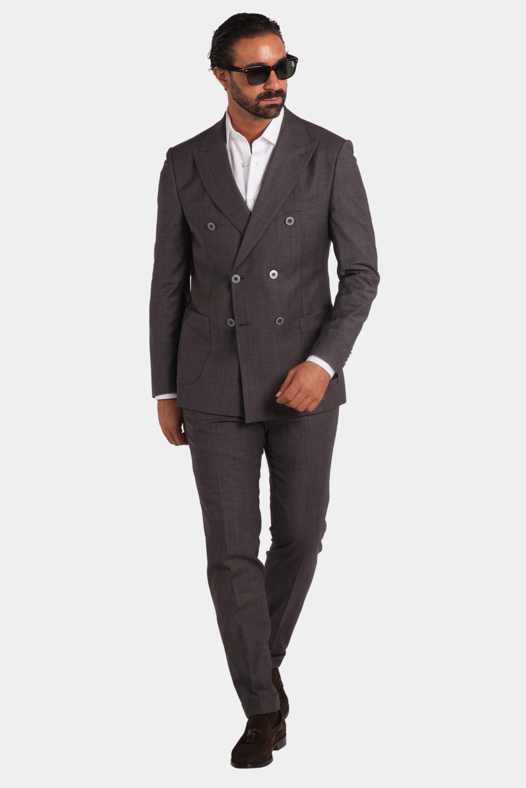 Brauner Zweiteiler-Anzug aus Wolle mit Tailored Fit