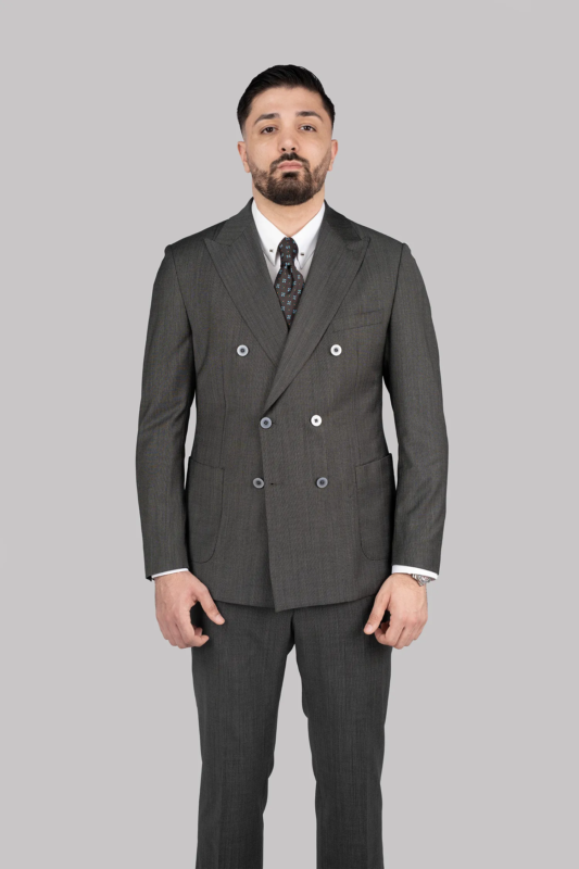 Dunkelgrüner Zweiteiliger Woll-Anzug mit Tailored Fit