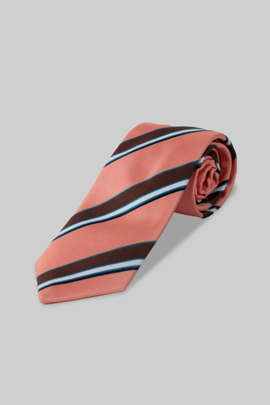 Pink Striped Microfiber Tie and Pocket Square
