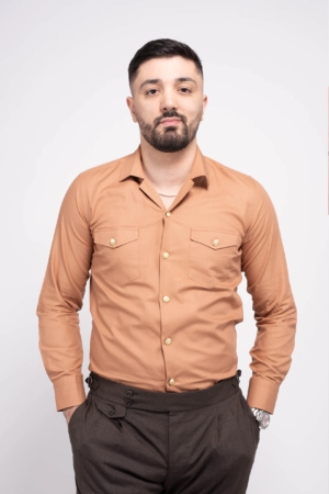 Orange Baumwoll-Safari-Hemd