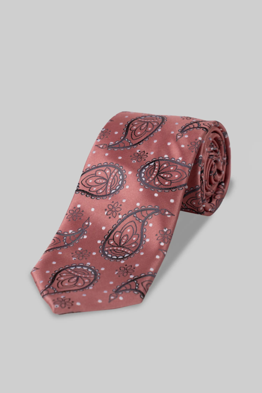 Rosa Paisley Krawatte und Einstecktuch aus Mikrofaser