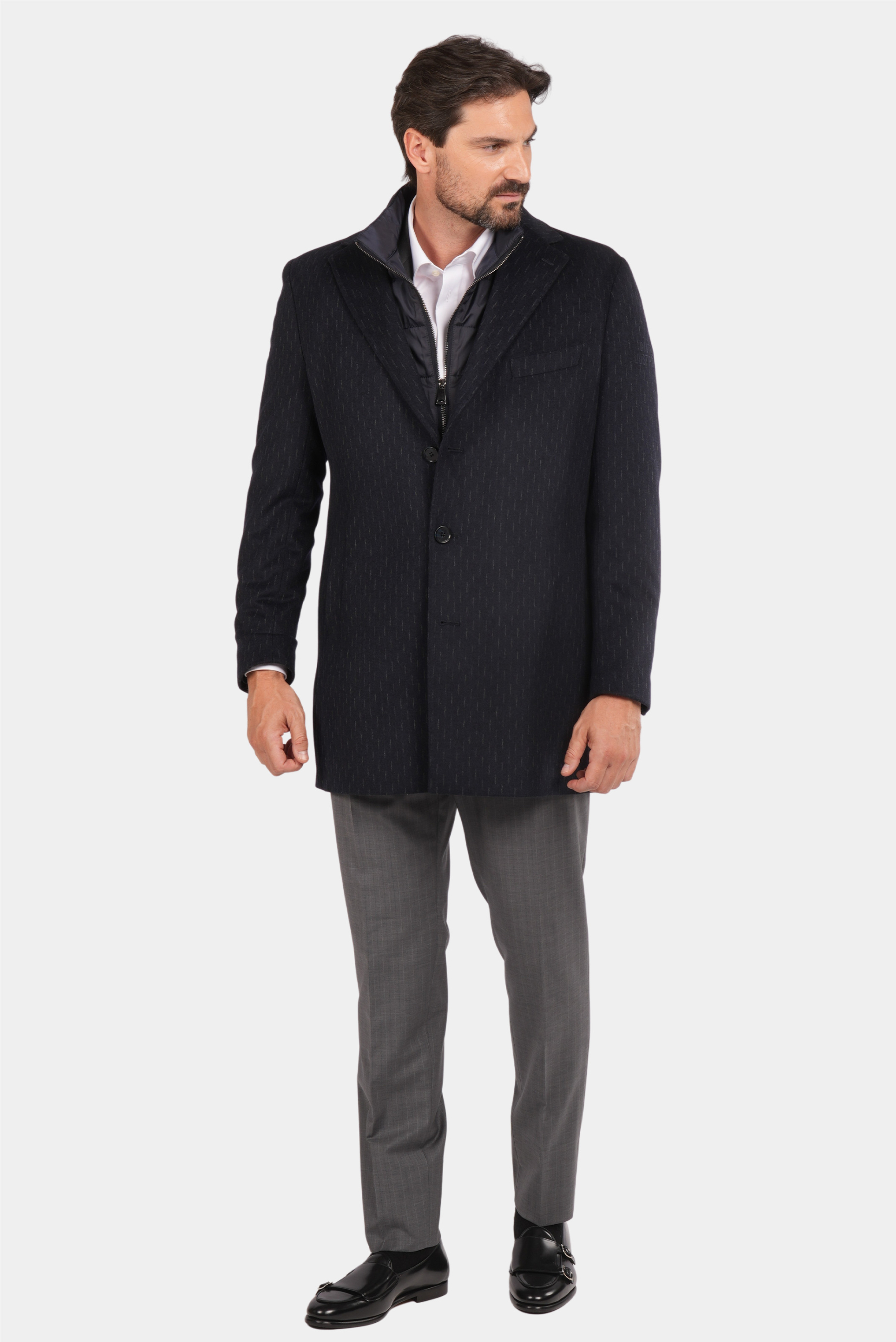 Dunkelblauer italienischer Wollmantel