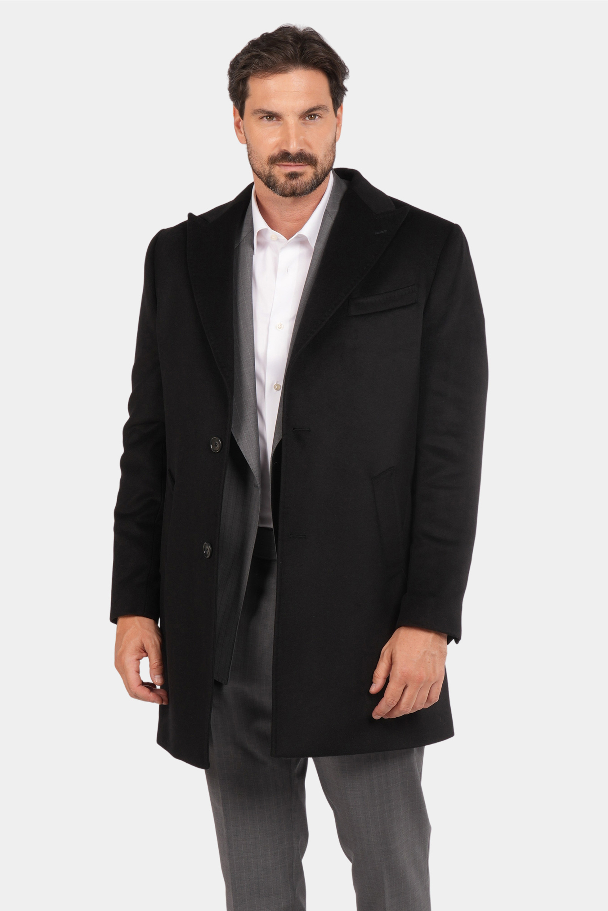 Dunkelblauer Italienischer Wollmantel