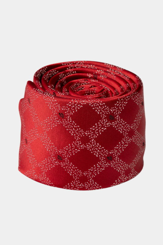Rote Mikrofaser-Krawatte mit Mikro-Diamant-Muster