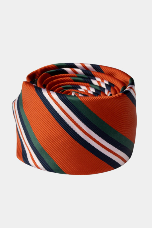 Orange Multi-Stripe Microfiber Tie