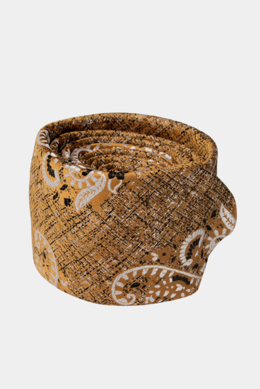 Gold Paisley Microfiber Tie