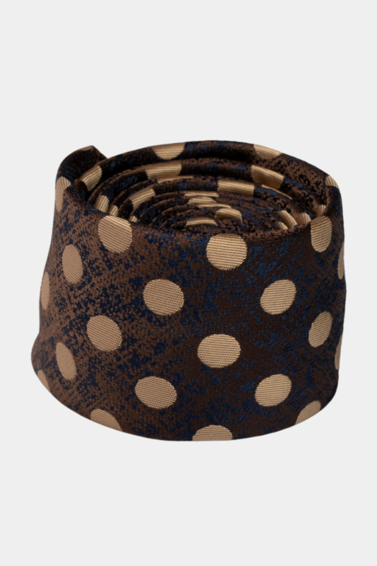 Brown Polka Dot Microfiber Tie