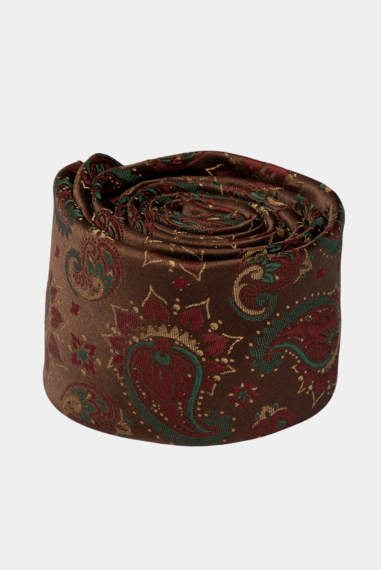 Brown Paisley Microfiber Tie