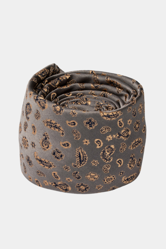 Gray Paisley Microfiber Tie