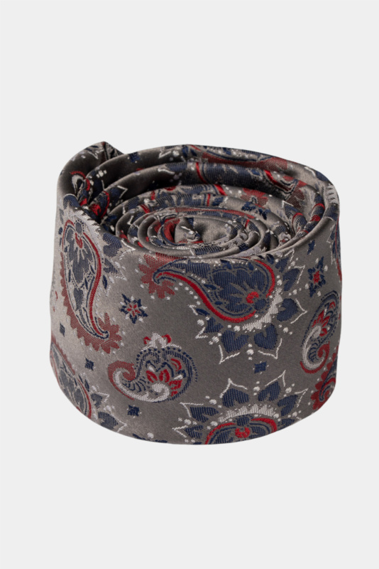 Gray Paisley Microfiber Tie