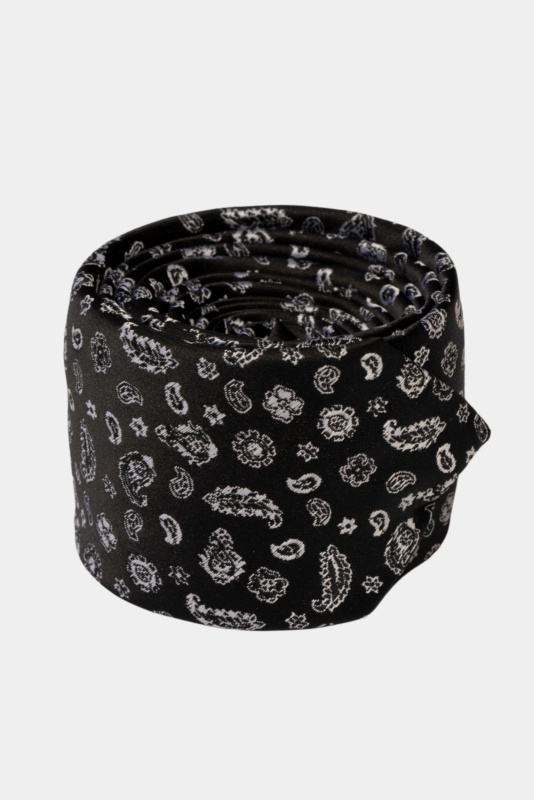 Black Paisley Microfiber Tie