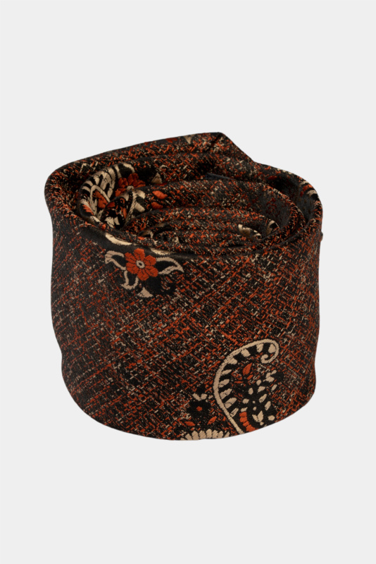 Orange Paisley Microfiber Tie