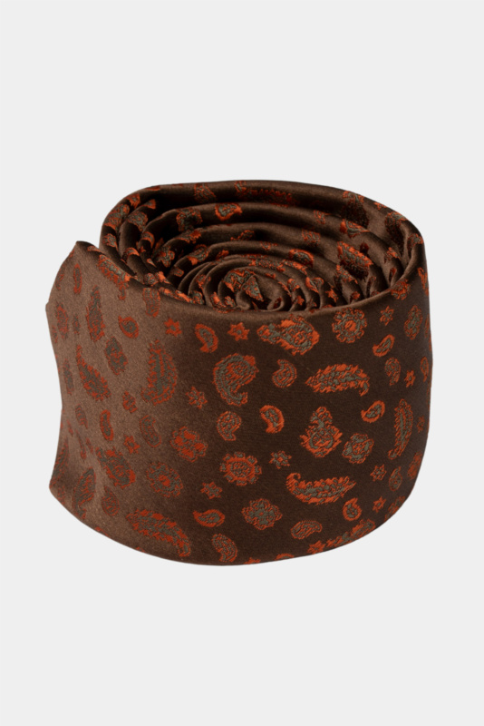Brown Paisley Microfiber Tie
