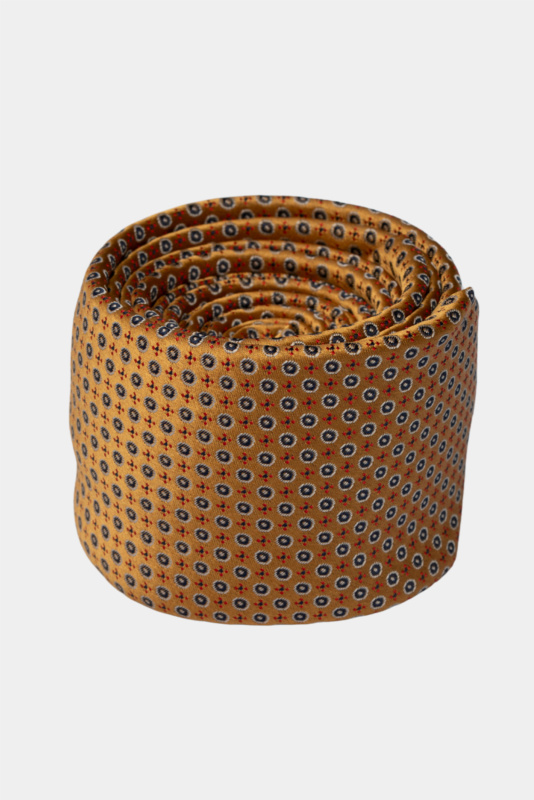 Gold Geometric Microfiber Tie