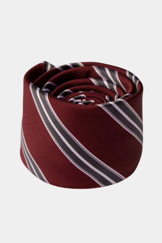 Bordo Striped Microfiber Tie