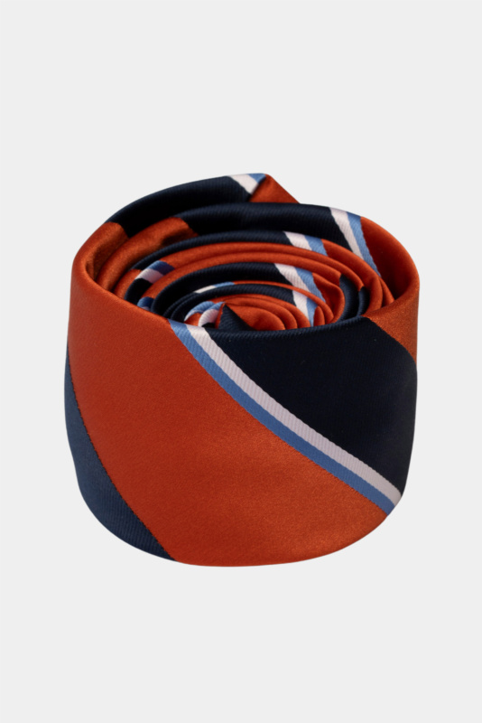 Orange Striped Microfiber Tie