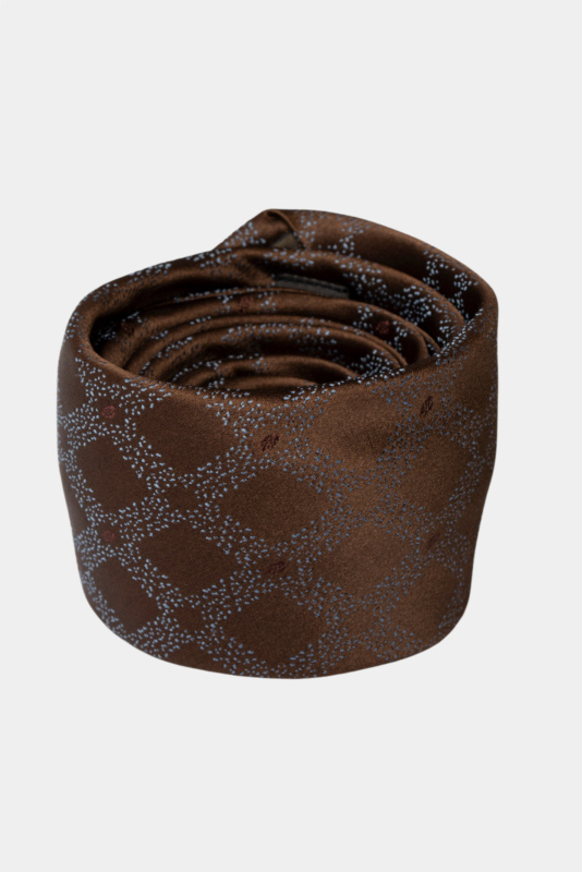Brown Micro Diamond Microfiber Tie
