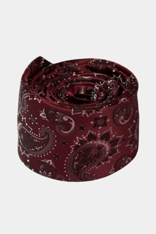 Bordo Paisley Microfiber Tie