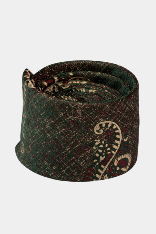Dark Green Paisley Microfiber Tie