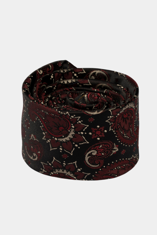 Bordo Paisley Microfiber Tie