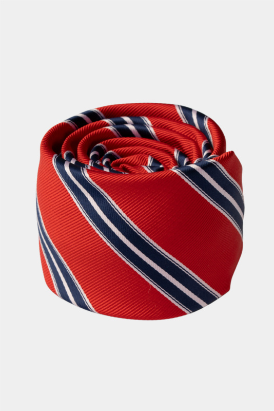 Rote Krawatte mit Streifenmuster aus Mikrofaser