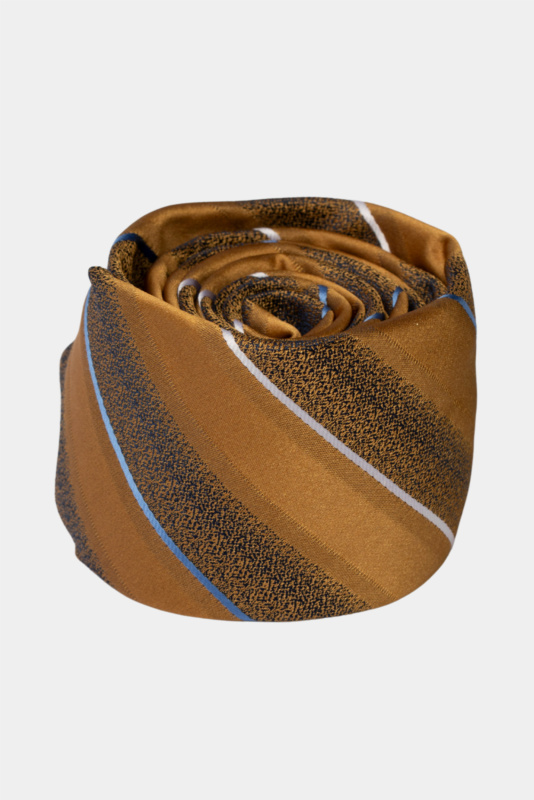 Goldfarbene Krawatte mit Streifenmuster aus Mikrofaser