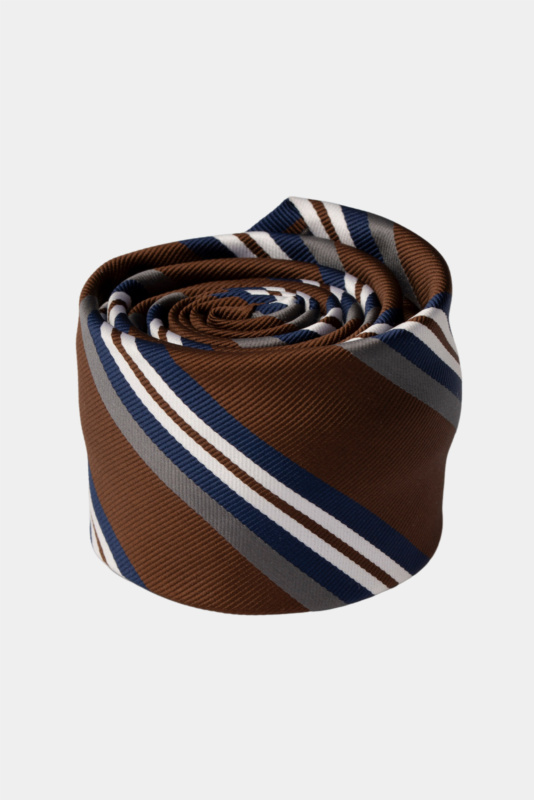 Braune Krawatte mit Streifenmuster aus Mikrofaser