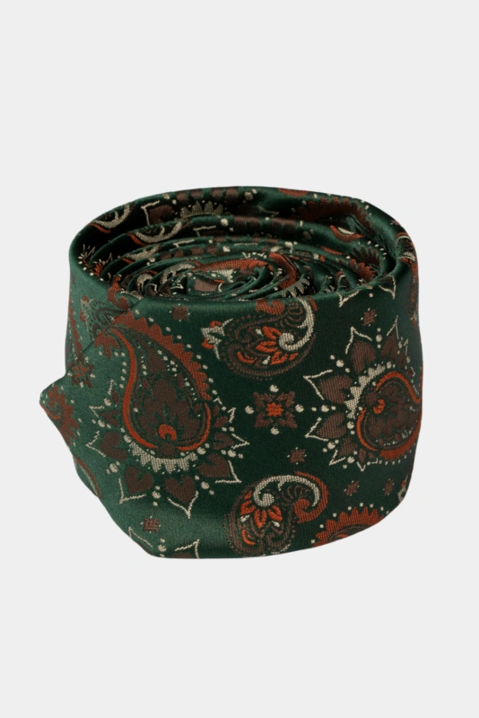 Green Paisley Microfiber Tie