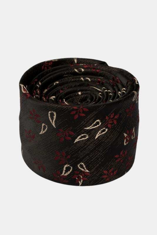 Bordo Paisley Floral Microfiber Tie