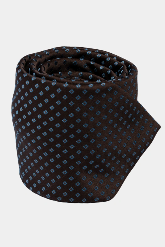 Braune Mikrofaser-Krawatte mit mikrogeometrischem Muster