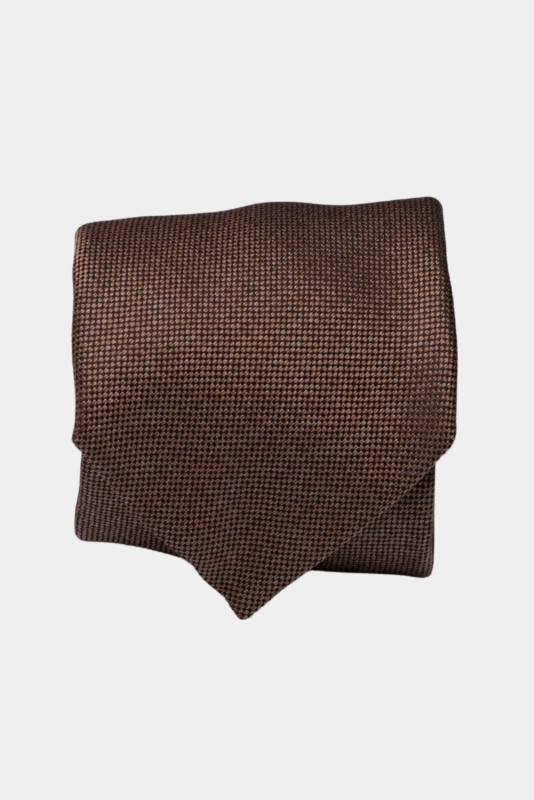 Brown Textured Weave Microfiber Tie