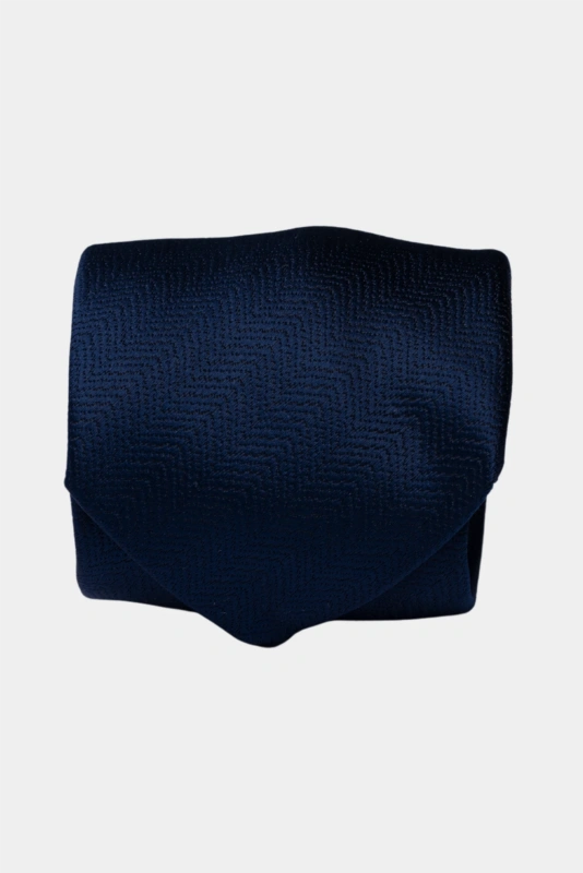 Dark Blue Zigzag Textured Microfiber Tie