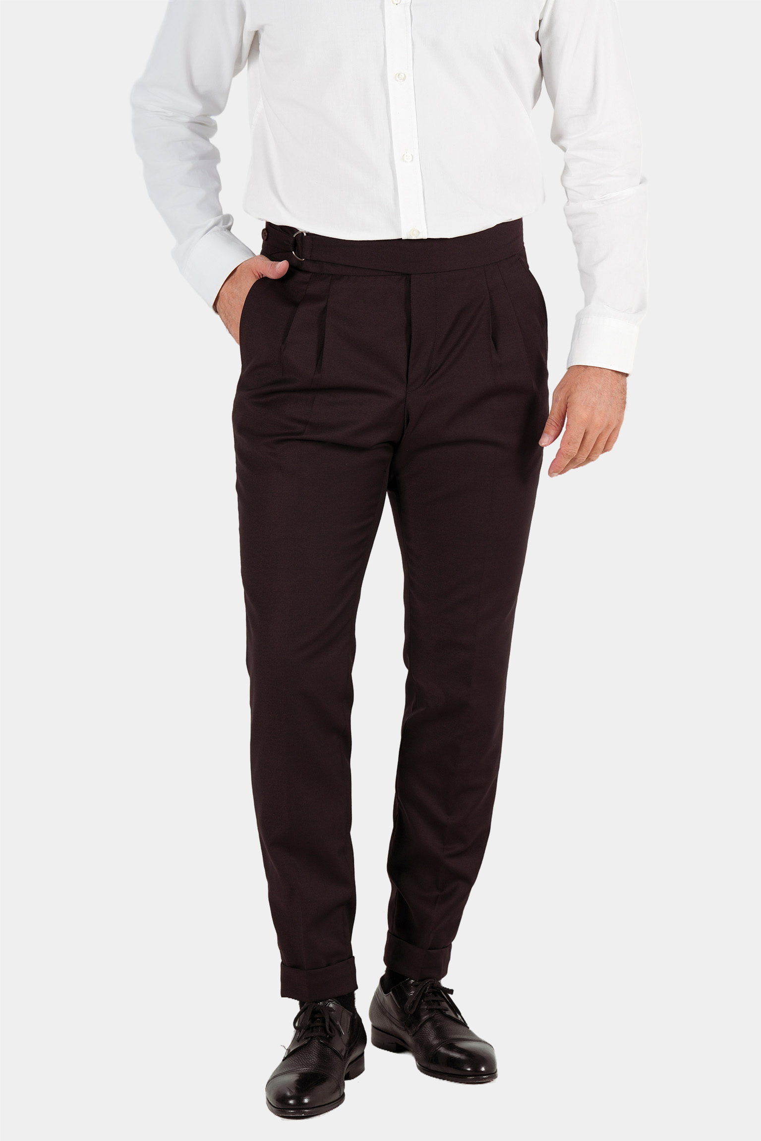 Weinrote Hose aus italienischer Wolle Tailored Fit
