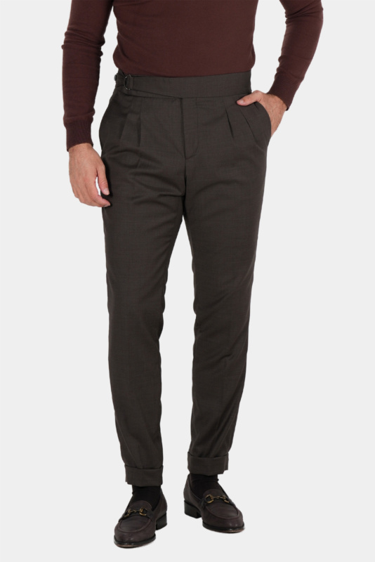 Braune Hose aus italienischer Wolle Tailored Fit