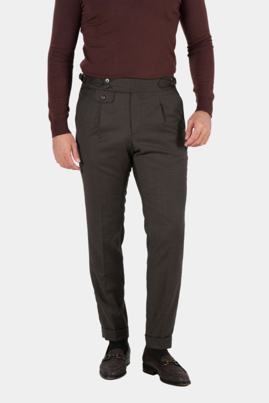 Braune Hose aus italienischer Wolle Tailored Fit