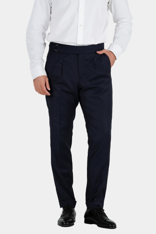 Mittellblau Hose aus italienischer Wolle Tailored Fit