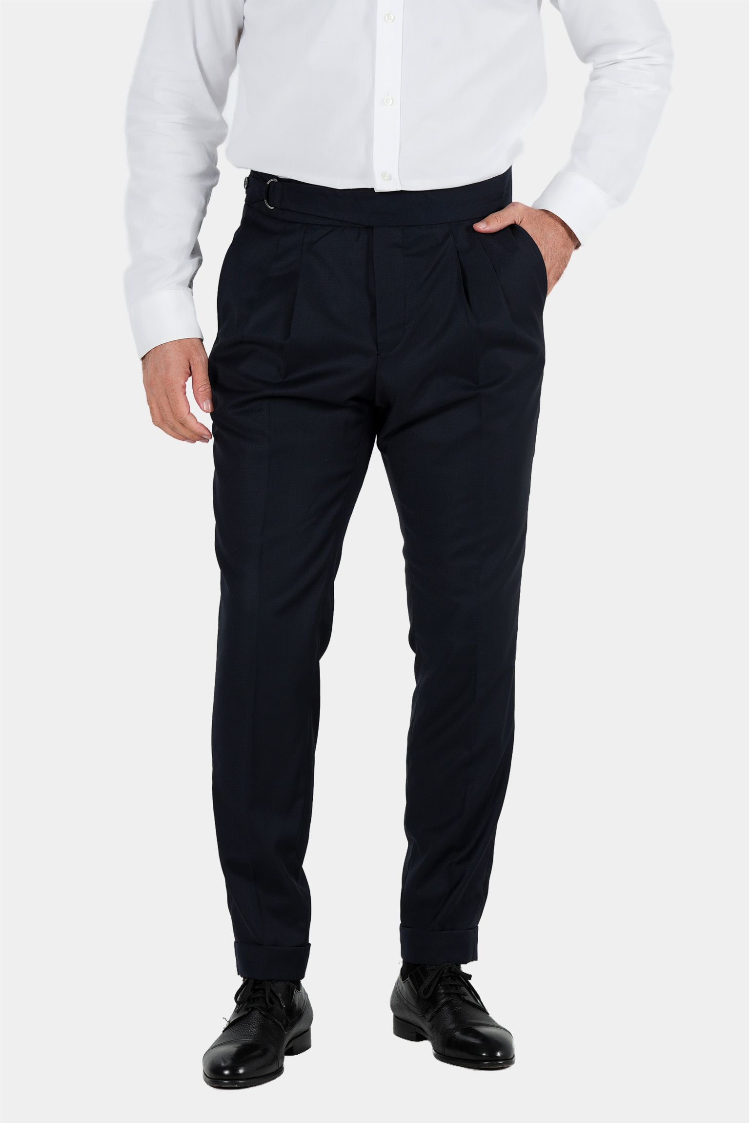Navy Blue Trousers in Italian Wool Tailored Fit